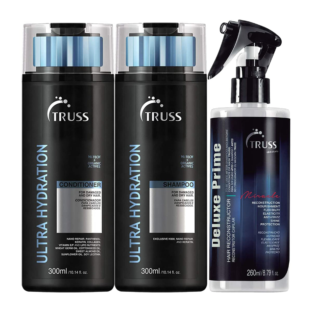 Truss Ultra Hydration Shampoo and Conditioner Set Bundle with Deluxe Prime Hair Treatment