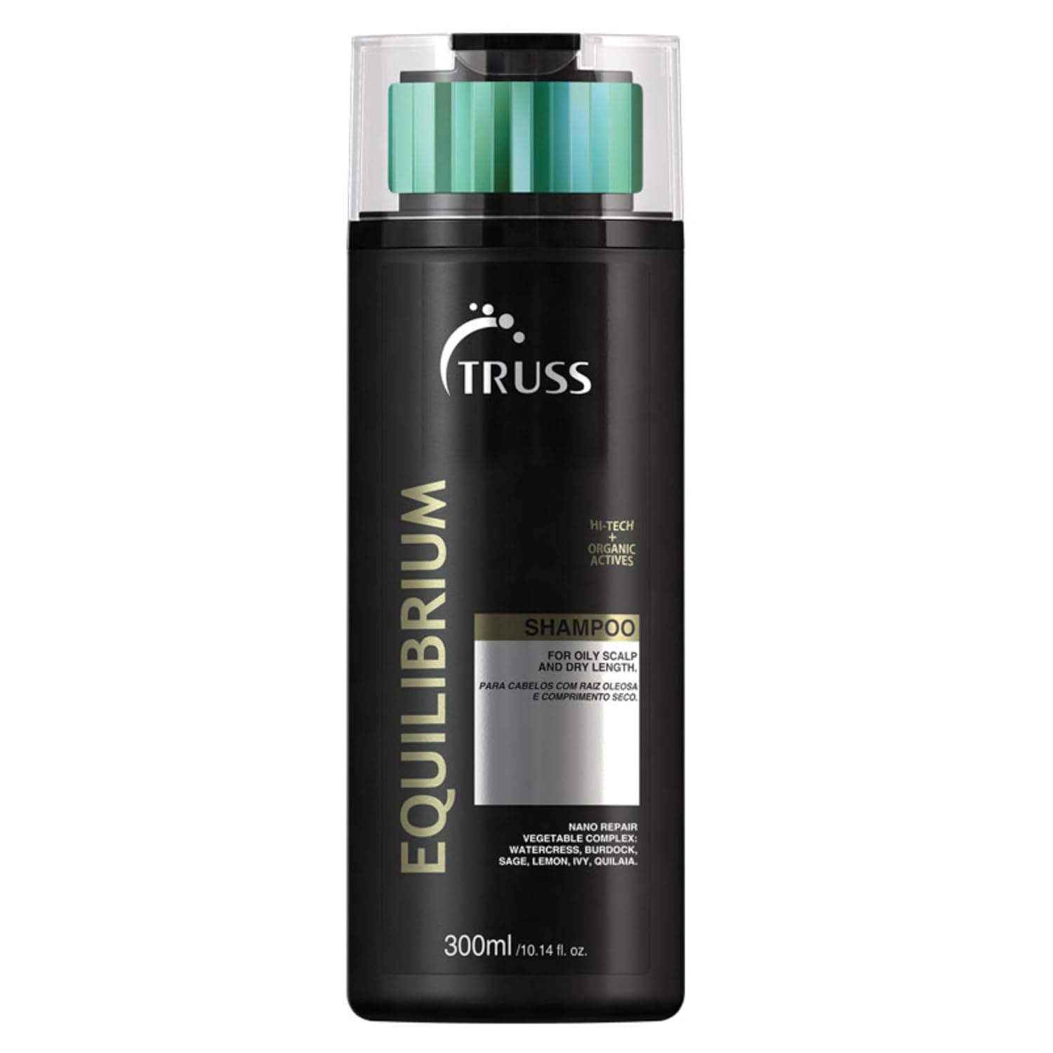 TRUSS Equilibrium Shampoo for Oily Hair - Itchy Scalp Treatment for Color-Treated Hair - Helps Balance Oily Scalp & Dry Ends - Hydrating & Cleansing Formula - Salt & Dye-Free (10.14 oz)