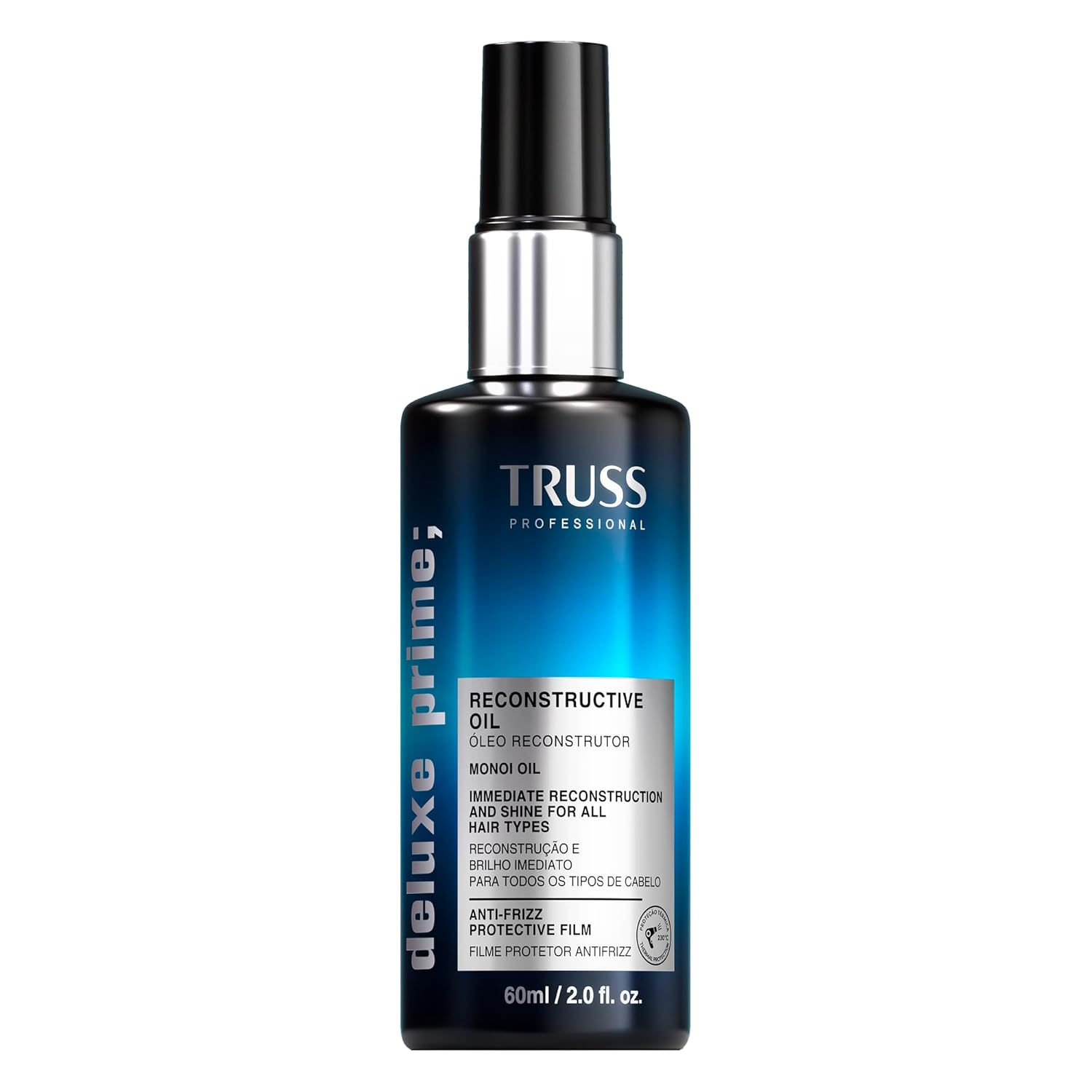 TRUSS Deluxe Prime Reconstructive Hair Oil for Damaged Hair - Split End Repair Treatment with Heat Protection & Frizz Control - Seals Cuticle for Strength & Softness (2 Fl oz)