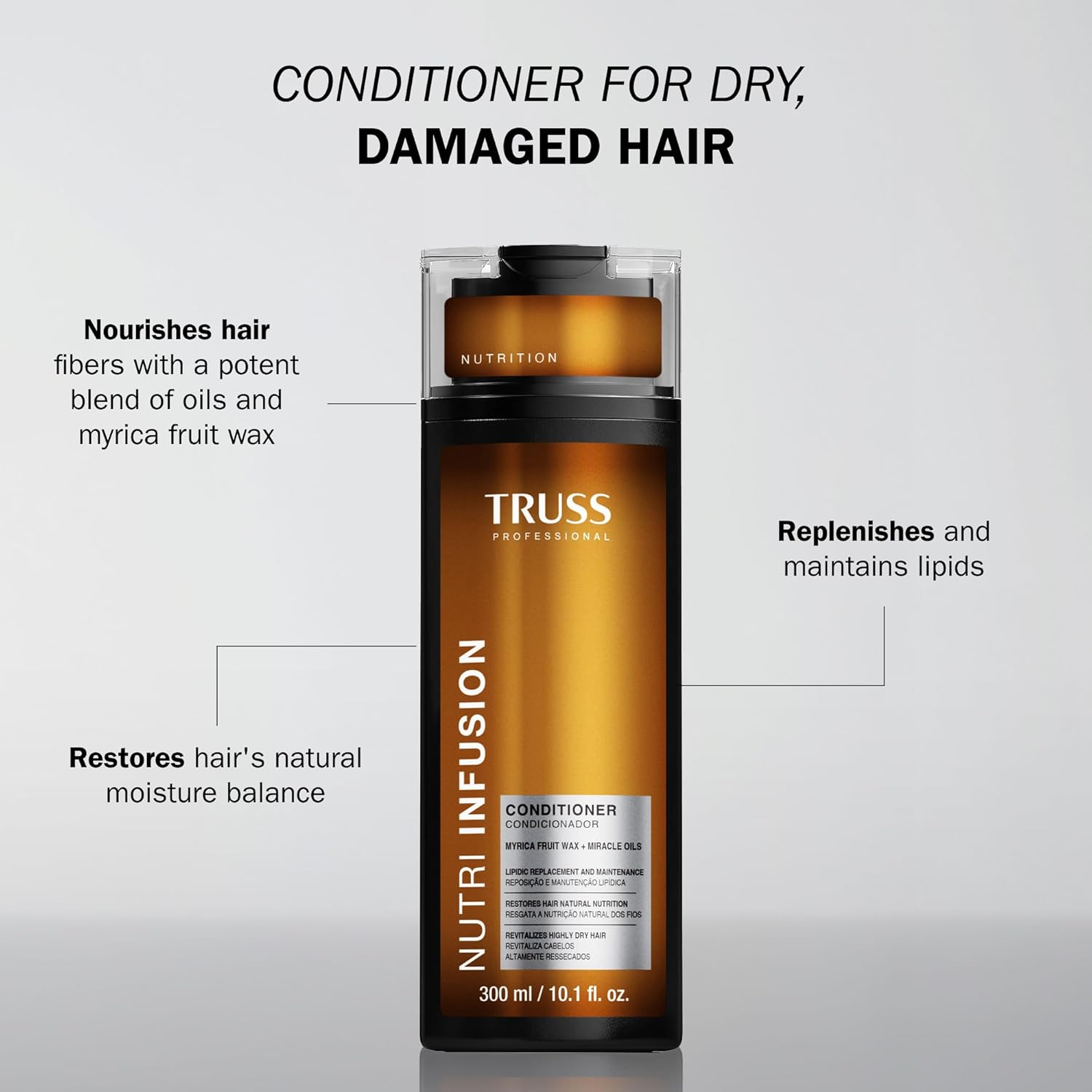 TRUSS Nutri Infusion Hair Conditioner for Damaged Hair - Moisturizing Conditioner to Restore Natural Moisture Balance with Myrica Fruit Wax & Miracle Oils (10.14 fl oz)