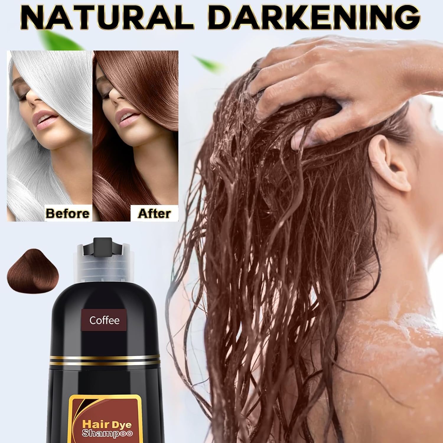 Meidu Instant 3in1 Hair Dye Color Shampoo  500mL COFFE
