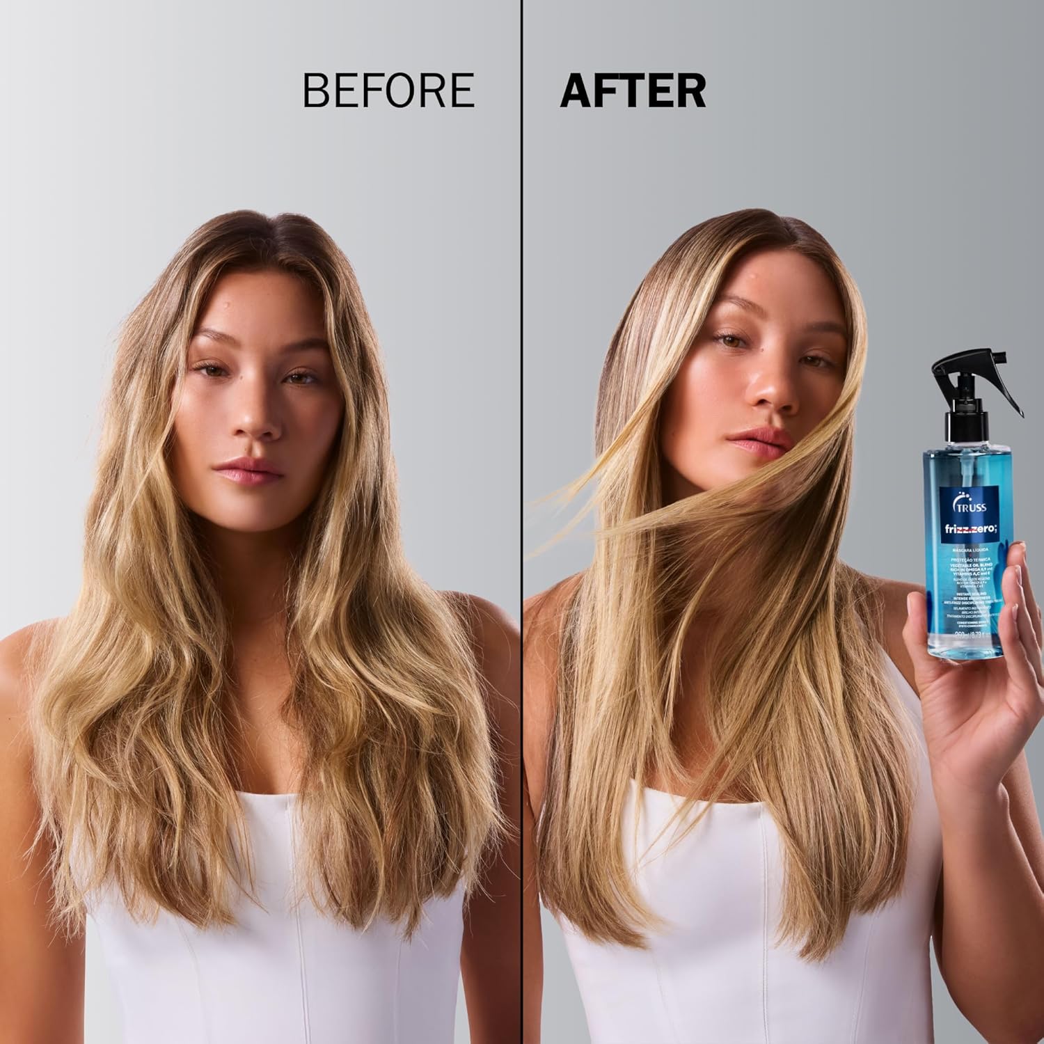 TRUSS Frizz Zero Liquid Hair Mask - Anti Frizz Hair Treatment Spray - Detangles & Brightens Damaged Strands - Provides Intense Shine & Cuticle Sealing (8.79 oz